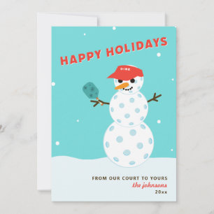 Pickleball Holiday Christmas Humorous Snowman Card