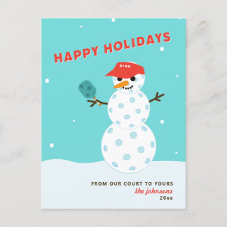 Pickleball Holiday Christmas Humorous Snowman Card