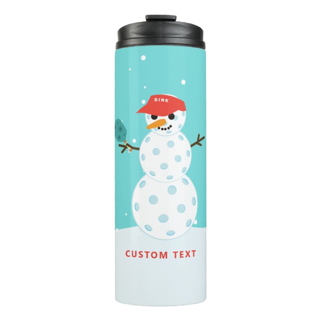 Pickleball Holiday Christmas Humorous Snowman Thermal Tumbler (Front)