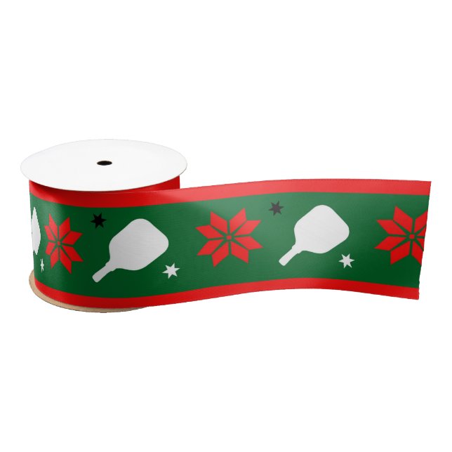 Pickleball Holiday Delight Satin Ribbon (Spool)