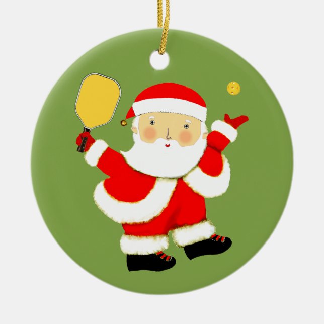 Pickleball Holiday Gift Ceramic Ornament (Front)