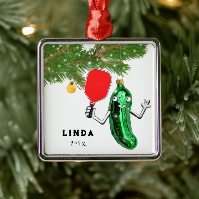 Pickleball Holiday Gift Metal Ornament (Tree)