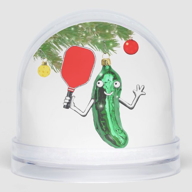 Pickleball Holiday Gift Snow Globe (Front)