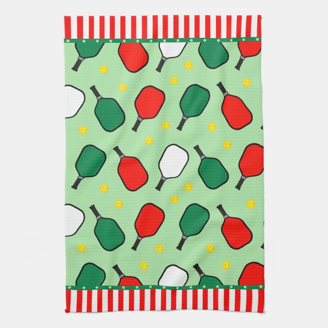 Pickleball Holiday Kitchen Towel (Vertical)