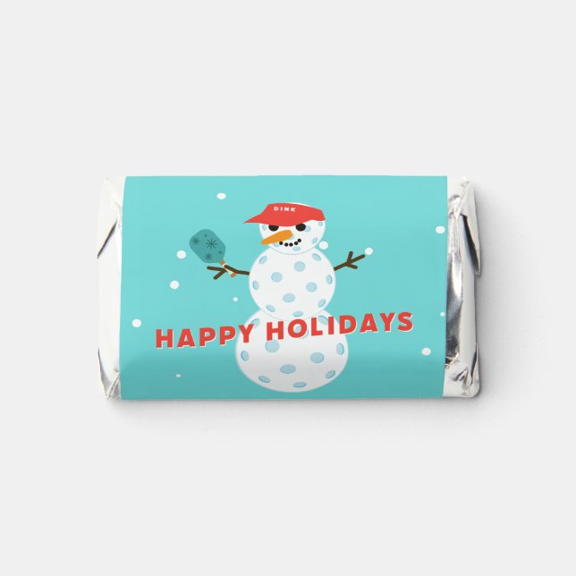 Pickleball Holiday Party Humorous Snowman Hershey's Miniatures (Front)