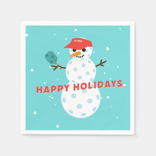 Pickleball Holiday Party Humorous Snowman Napkins