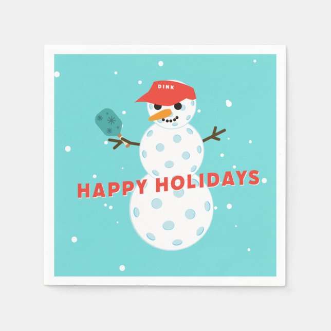 Pickleball Holiday Party Humorous Snowman Napkins (Front)