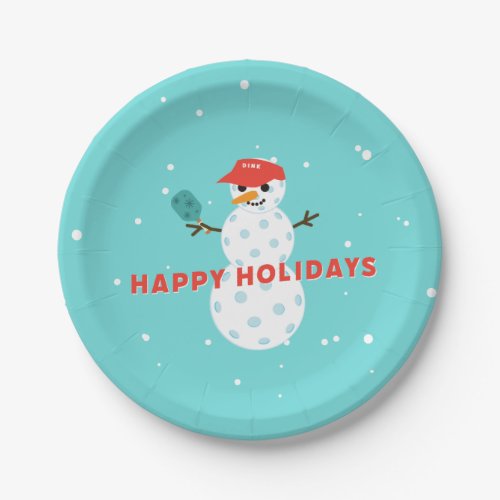 Pickleball Holiday Party Humorous Snowman Plate