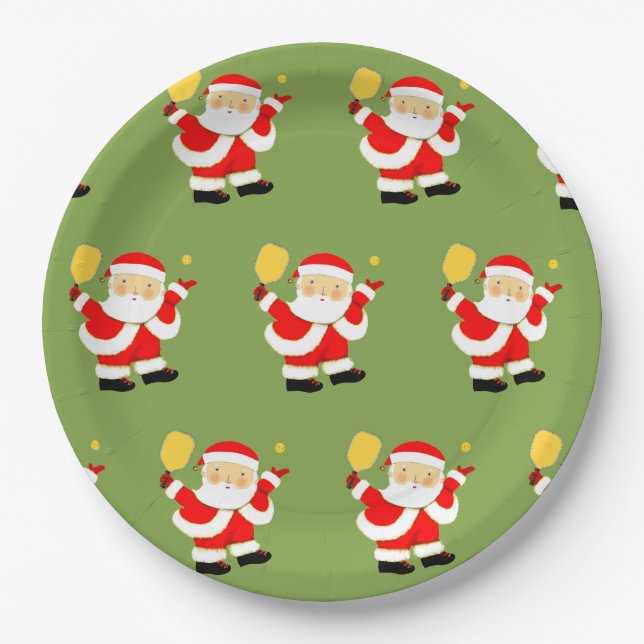 Pickleball Holiday Party Paper Plates (Front)