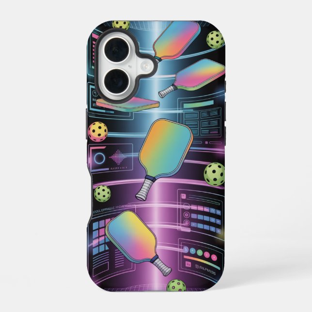 Pickleball Holographic Paddle Portal Tournament iPhone Case (Back)