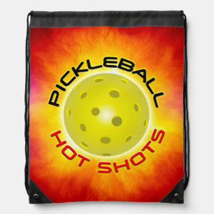 Pickleball Hot Shots 1 Drawstring Backpacks