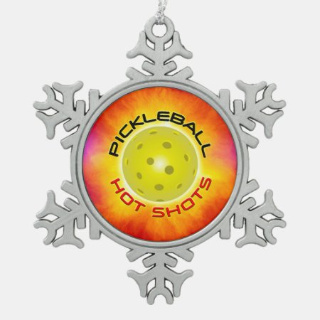 Pickleball Hot Shots 1 Pewter Snowflake Ornament