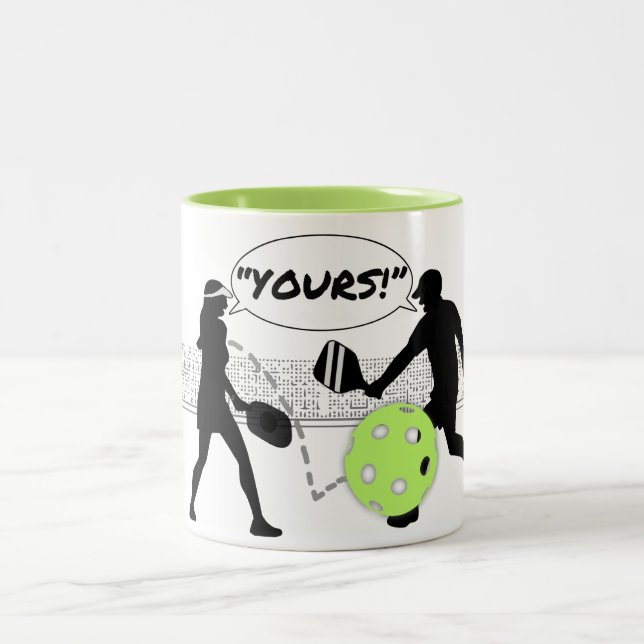 Pickleball humor: His, Hers, YOURS! Two-Tone Coffee Mug (Center)