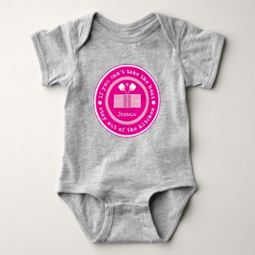 Pickleball if you cant take the heat custom text  baby bodysuit