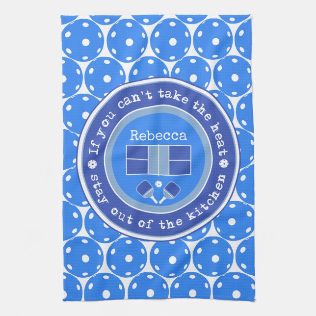 Pickleball: If you can't take the heat /pale blue  Kitchen Towel (Vertical)