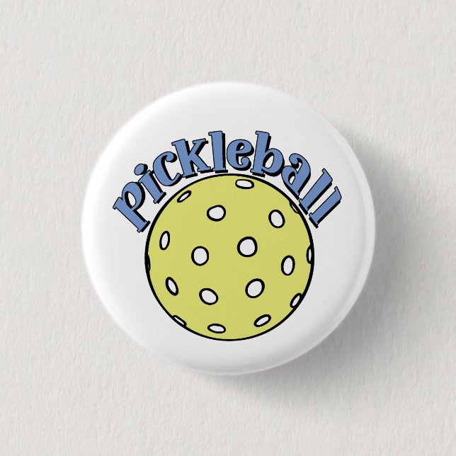 Pickleball in Blue with Yellow Ball Button (Front)