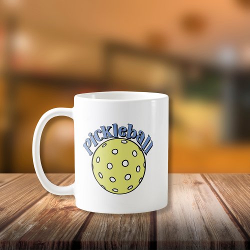 Pickleball in Blue with Yellow Ball Coffee Mug