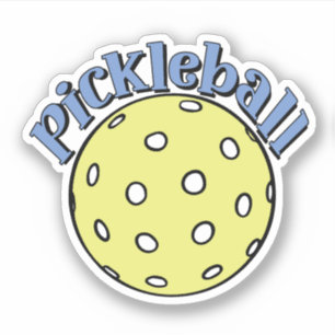 Pickleball in Blue with Yellow Ball Sticker