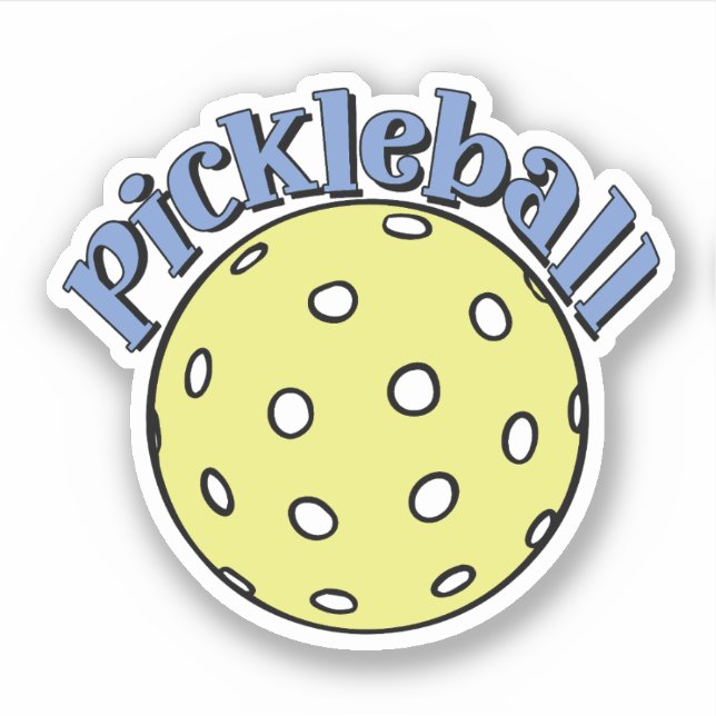 Pickleball in Blue with Yellow Ball Sticker (Front)