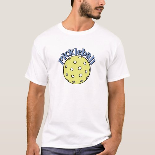 Pickleball in Blue with Yellow Ball T_Shirt