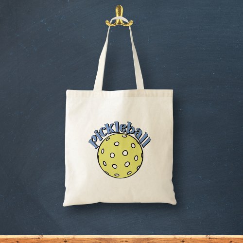 Pickleball in Blue with Yellow Ball Tote Bag