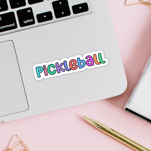 Pickleball in Colorful Multicolor Retro Typography Sticker