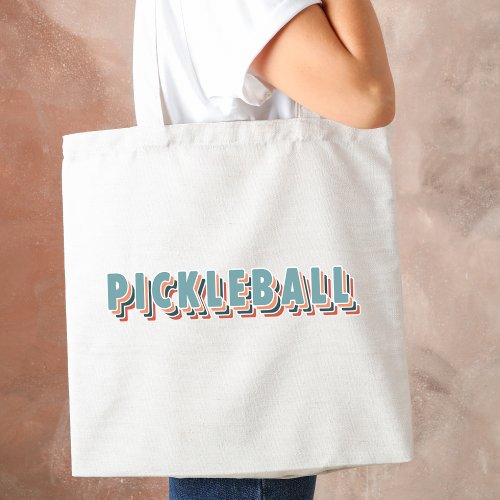 Pickleball in Colorful Multicolor Retro Typography Tote Bag