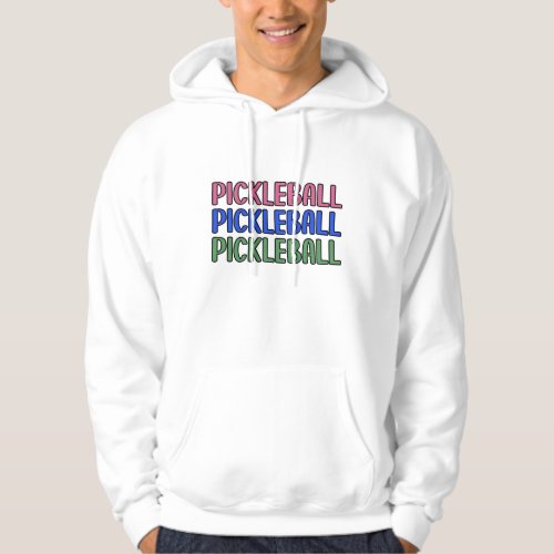Pickleball in Pink Blue Green Typography Hoodie