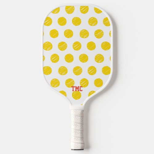 Pickleball Initials Yellow Polka Dot Sports  Pickleball Paddle