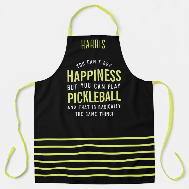 Pickleball is Happiness Funny Pickleball Gift Apron (Front)