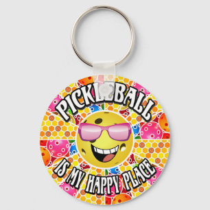 Pickleball is My Happy Place - Colorful Graphic Keychain