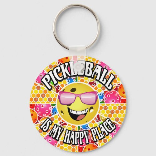 Pickleball is My Happy Place _  Colorful Graphic Keychain