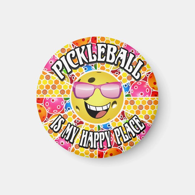 Pickleball is My Happy Place -  Colorful Graphic Magnet (Front)