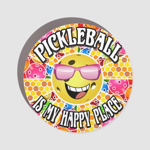 Pickleball is My Happy Place _  Colorful Graphic P Car Magnet