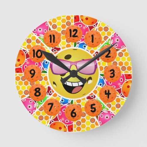 Pickleball is My Happy Place _  Colorful Graphic R Round Clock