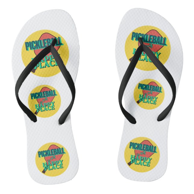 Pickleball is my happy place flip flops (Footbed)