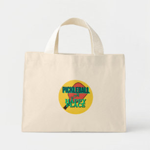 Pickleball is my happy place humor mini tote bag