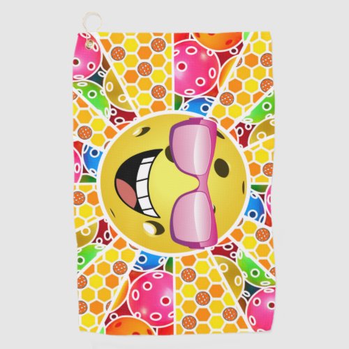 Pickleball is My Happy Place Pickleball Smiling   Golf Towel