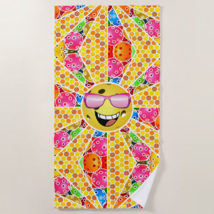 Pickleball is My Happy Place, Smiling Pickleball Beach Towel