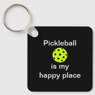 Pickleball Is My Happy Place Square Keychain