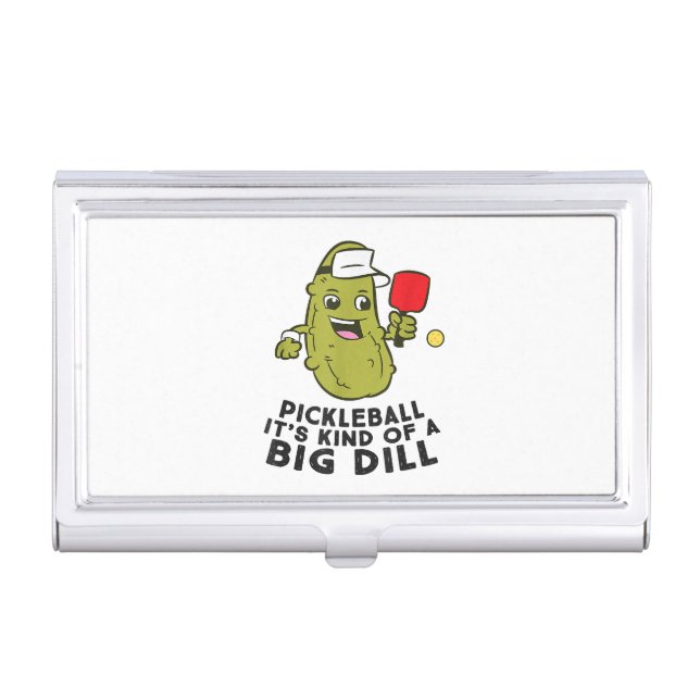 Pickleball It's Kind Of a Big Dill Pickles Pun Pic Business Card Case (Front)