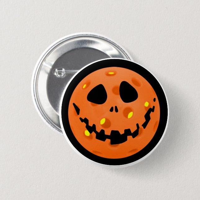 Pickleball Jack-o'-Lantern Skeleton Halloween Button (Front & Back)
