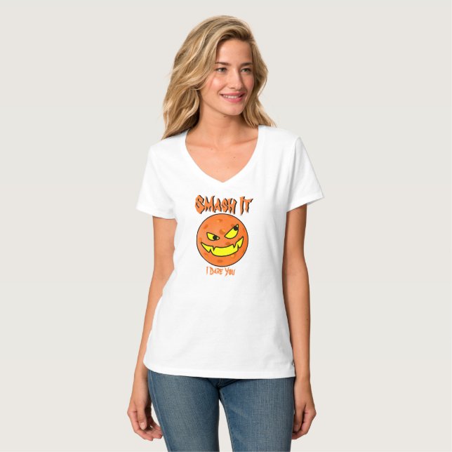 Pickleball Jack o'Lantern Orange & Black Halloween T-Shirt (Front Full)