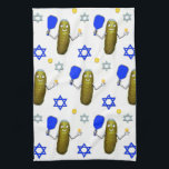 Pickleball Jewish Hanukkah Kitchen Towel<br><div class="desc">Funny pickleball Hanukkah holiday design featuring a pickle ornament holding a pickleball paddle.</div>