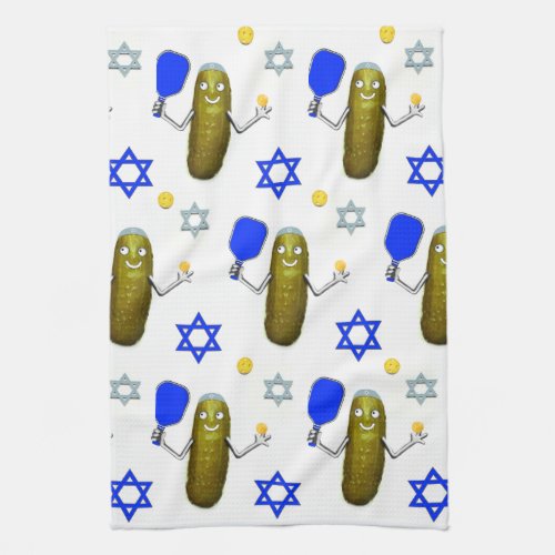 Pickleball Jewish Hanukkah Kitchen Towel