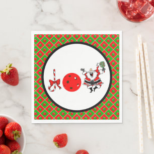 Pickleball Joy Christmas Party Red Green Ornaments Napkins