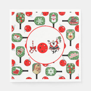 Pickleball Joy Christmas Party Red Green Paddles Napkins