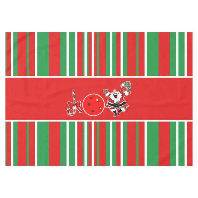 Pickleball Joy Christmas Party Red Green Santa Tablecloth (Front (Horizontal))