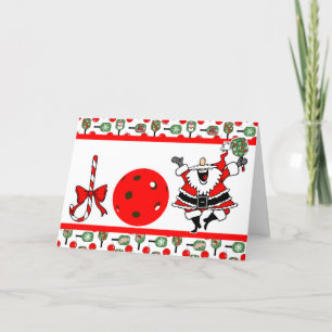 Pickleball Joy Christmas Party Santa Paddles Letterpress Thank You Card