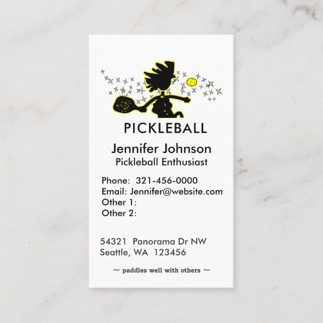 Pickleball Joyful Silhouette Business Card (Front)